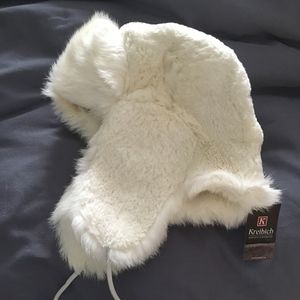Kreibich Real White rabbit fur hat, ushanka